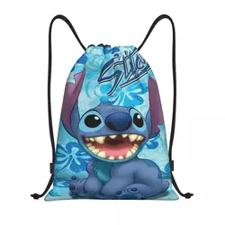 Borsa con coulisse personalizzata Little Monster Stitch donna uomo zaino leggero per palestra sportiva in cartone animato