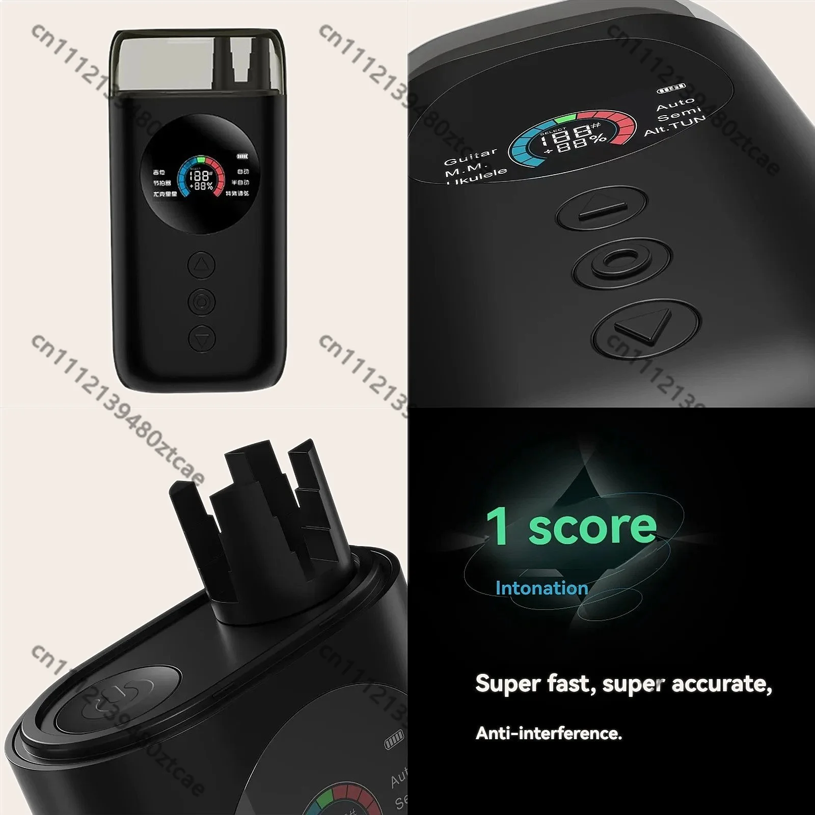 Smart Automatic Guitar Tuner Full-Color LCD Screen Metronome String Winder for Electric Acoustic Guitars