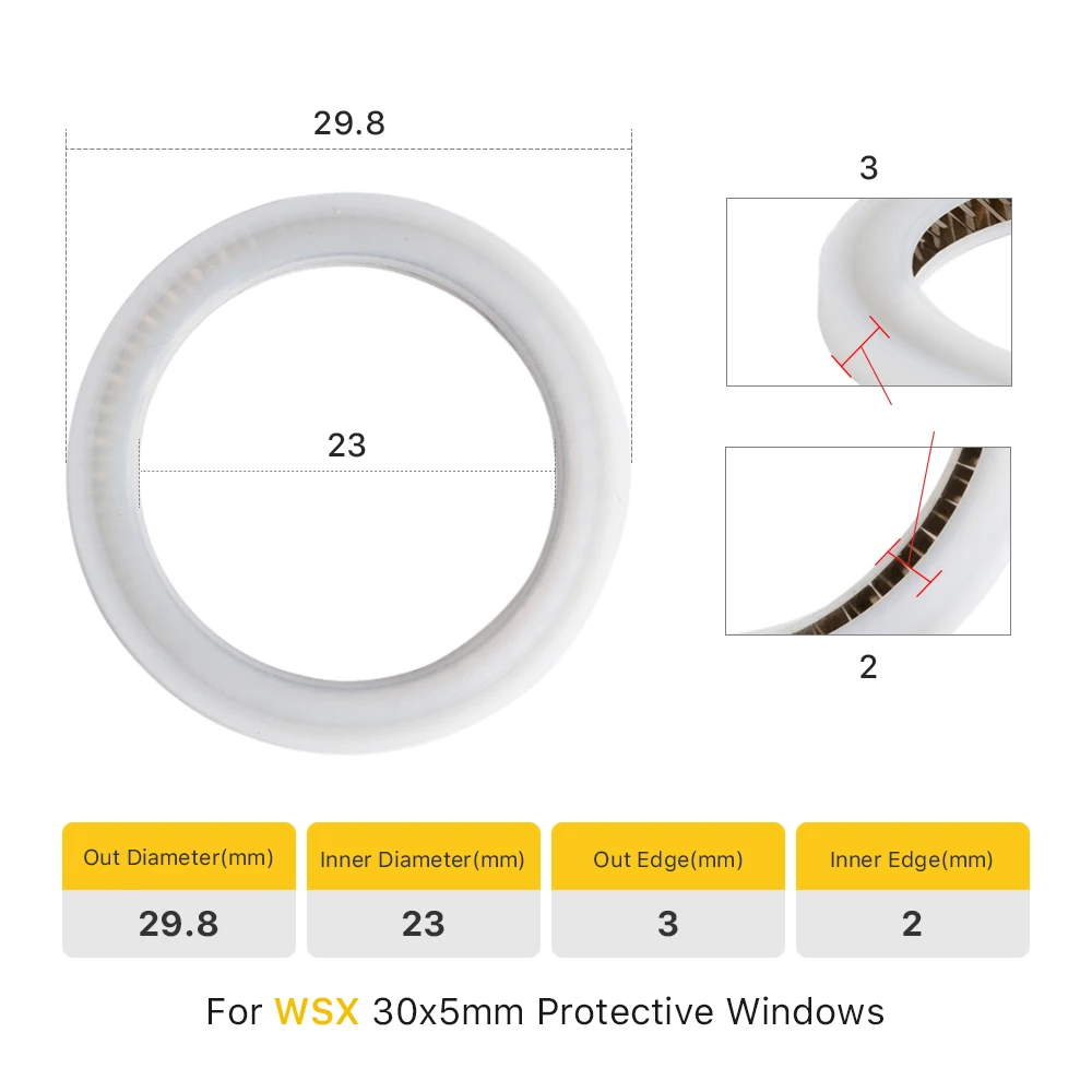 Ultrarayc Laser Dicht Ring für 37*7mm & 30*5mm WSX Schutzhülle Windows 37.5 × 29 × 3,7mm für WSX Laser Kopf KC13 KC15 NC30 SW20 – Detail 5