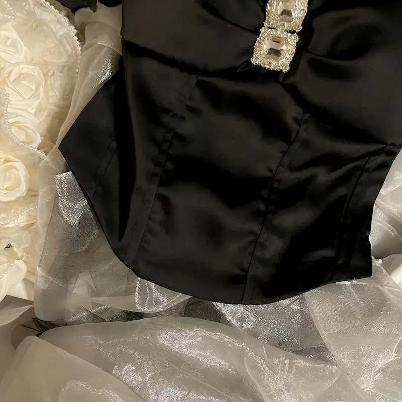 Womens Satin Lace Cami Top Rhinestone Detail Elegant Bridal Lingerie Corset Sleeveless Vneck Sexy Nightwear Party Date 2025 New
