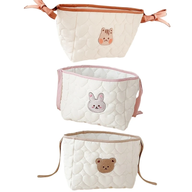 Multifunctional Stroller Storage Bag with Embroidered Animal Pattern, Portable Travel Nappy Cartoon