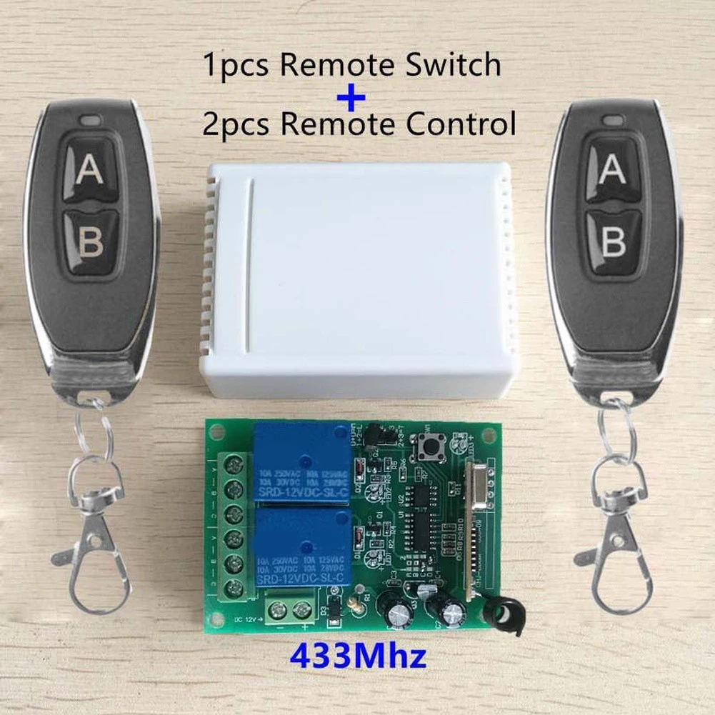 2Pcs 433MHz Learning Code Remote Control 2CH Wireless Transmitter For Garage Door Opener Gate Alarm Security System Accessories