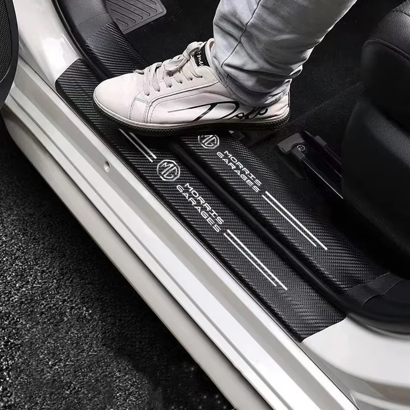 1/4/5Pcs Car Door Sill Scuff Plate Decor Carbon Fiber Stickers For MG ZS MG3 MG5 MG6 MG7 GT Hector ZX EZS EHS Rx5 Marvel HS ZST