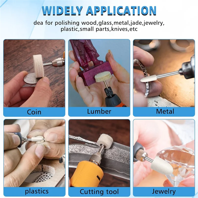 【Nuovo-Vendita】Kit di ruote per lucidatura - Ruote per lucidatura da 110 pezzi per Dremel, include accessori con gambo da 1/8" per utensili Dremel