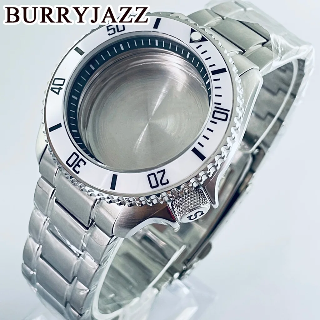 

BURRYJAZZ 42MM 007 Case With Black Ring Watch Case Fit NH34 NH35 NH36 NH38 NH70 Movement 28.5mm Dial Black Sloping Bezel