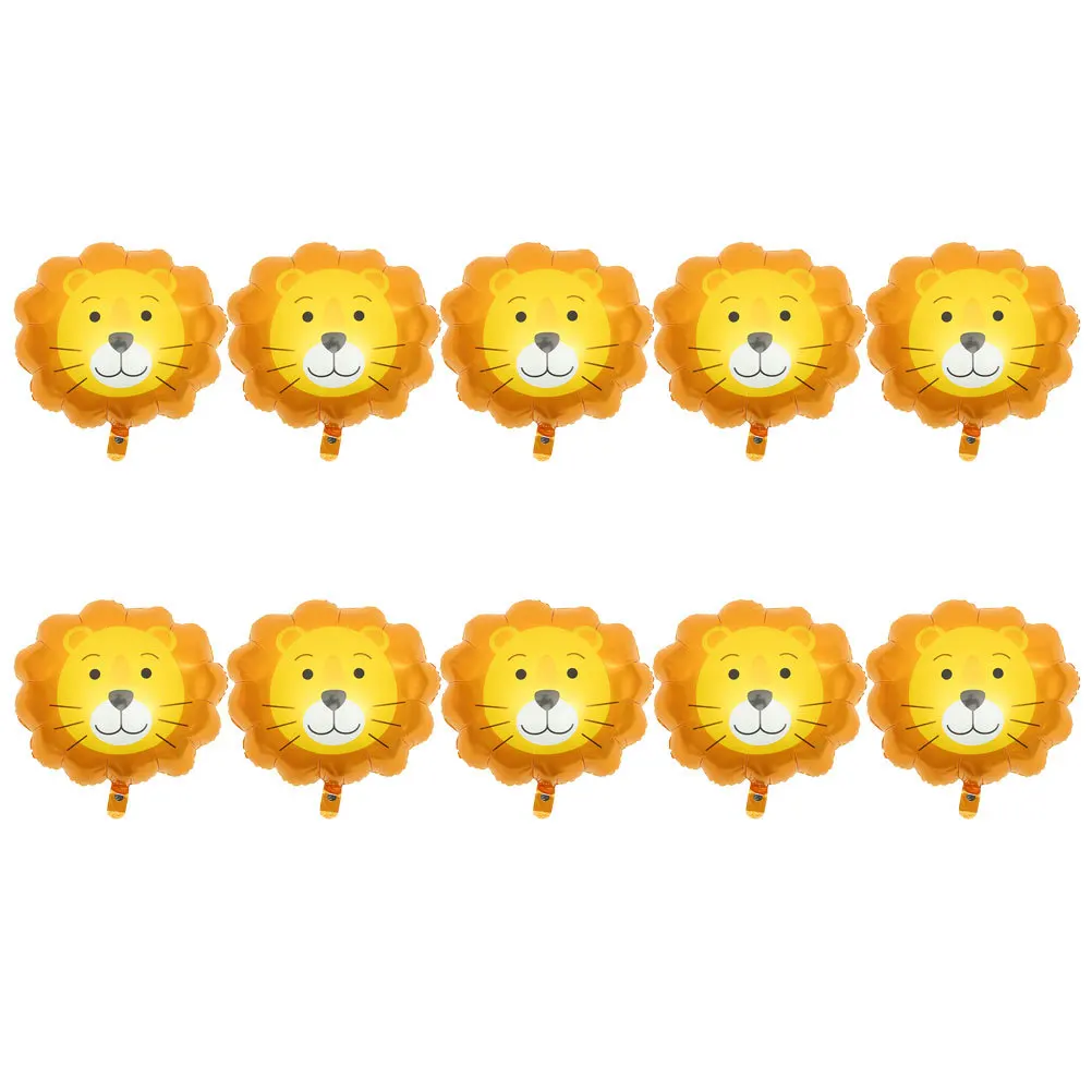 

10Pcs Lion Head Balloons Aluminum Foil Inflatable Cartoon Party Supplies Decorative Balloon Decor for Birthday Celebration