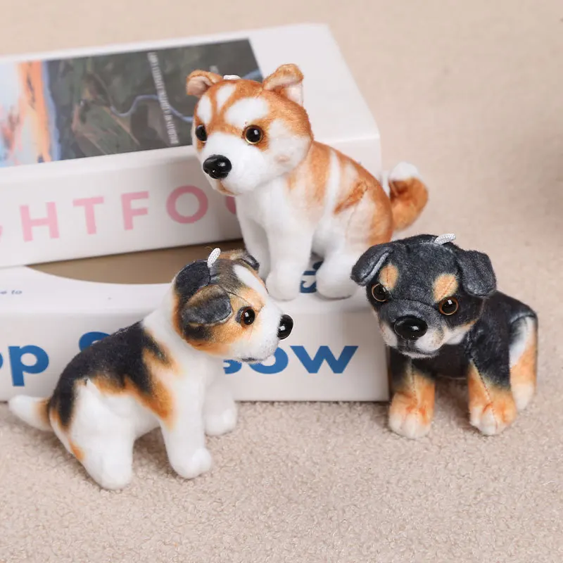 Cute Seated Puppy Plush Keyring Pendant Simulation Animal Pet Puppy Stuffed Plush Backpack Decor Car Keyring For Birthday Gift
