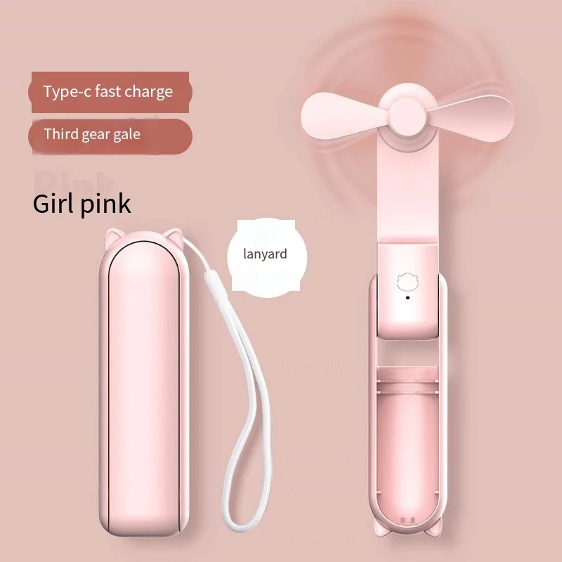 Portable Fan Mini Handheld Fan USB 1500mAh Charging Handheld Mini Pocket Fan with Power Bank Flashlight Function Cold Fan