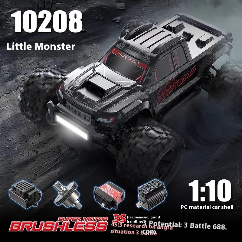 10208 1:10 Rc Car Small Monster Remote Control Off-Road Climbing Vehicle 3s High-Speed Brushless Four-Wheel Drive Model Toy Gift