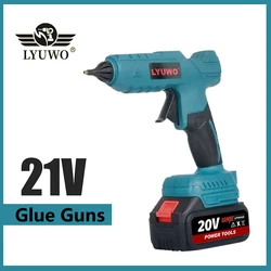 LYUWO 21V, 100W, 280 ° C cordless hot melt glue gun portable lithium battery charging 10pcs 11mm glue stick DIY maintenance tool