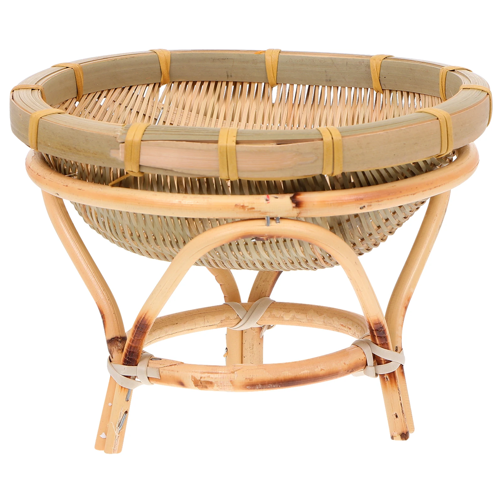 

Bamboo Fruit Basket Handmade Storage Tray Weaved Kitchen -friendly Portable Large Capacity Dry Fruit Holder Storage