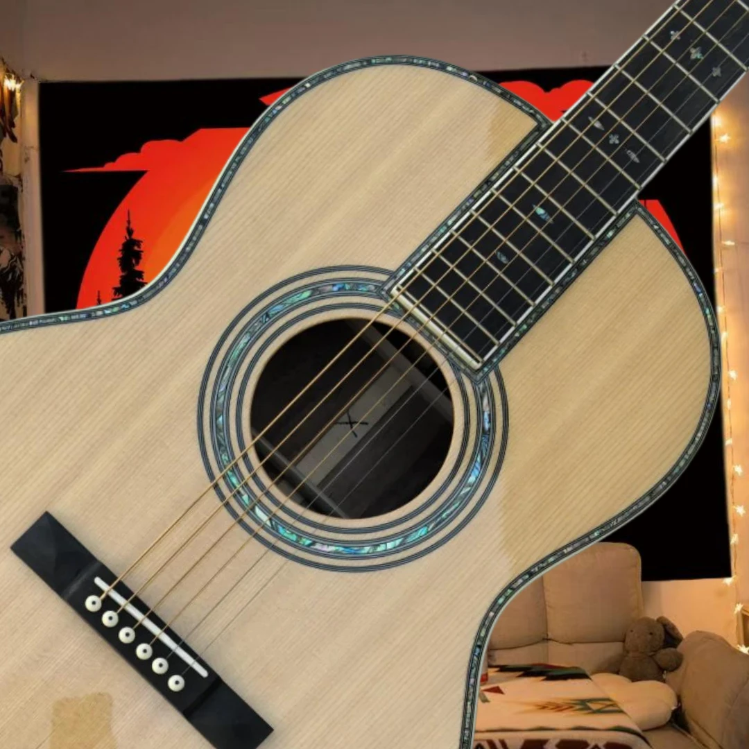 Free Delivery 00042 Acoustic Guitar Classical Handmade Abalone Shell Inlay Solid Spruce Top Strong Bass High-end Gifts