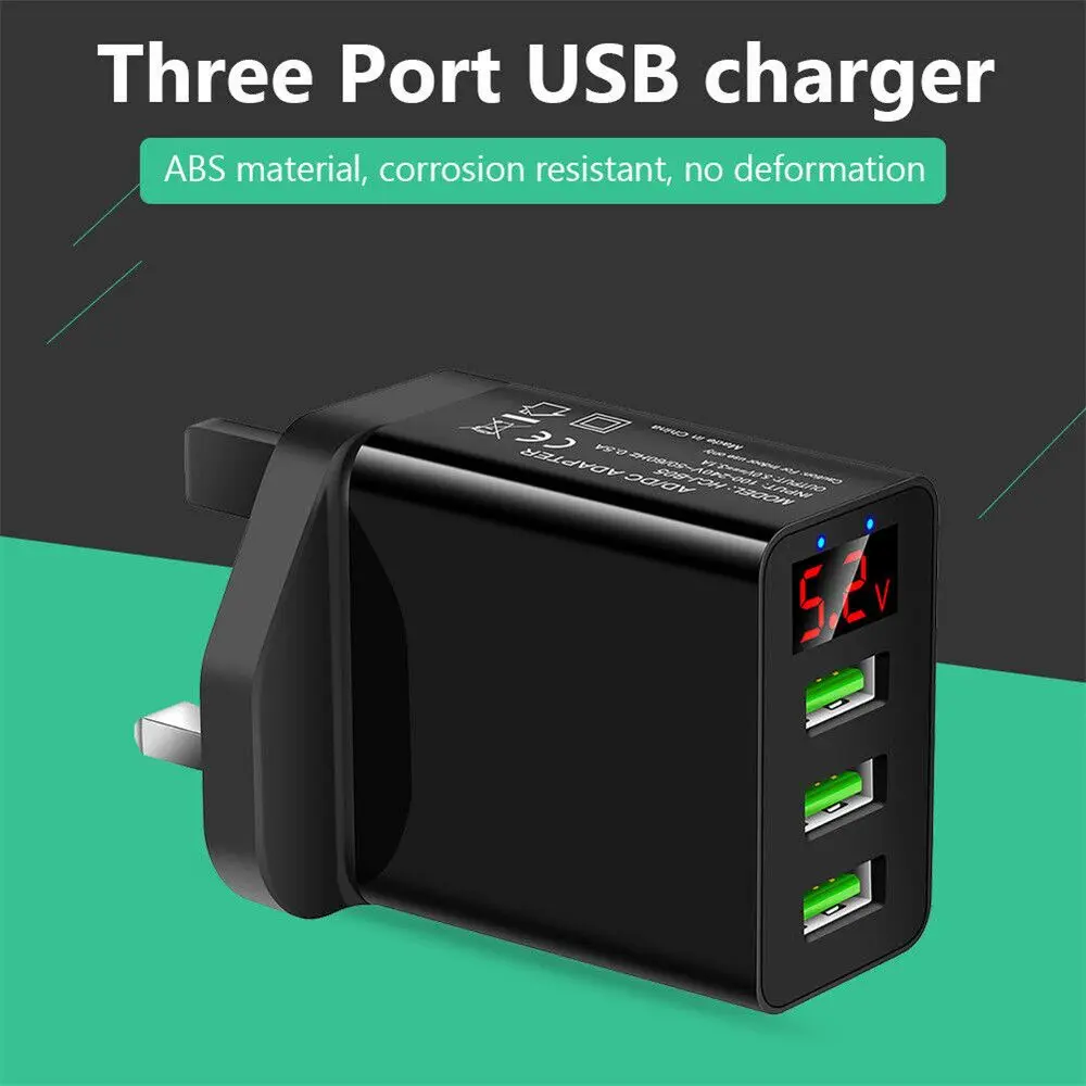 

Universal 3 Multi-Ports Fast Quick Charge Charger Adapter USB Transformer Power Supply