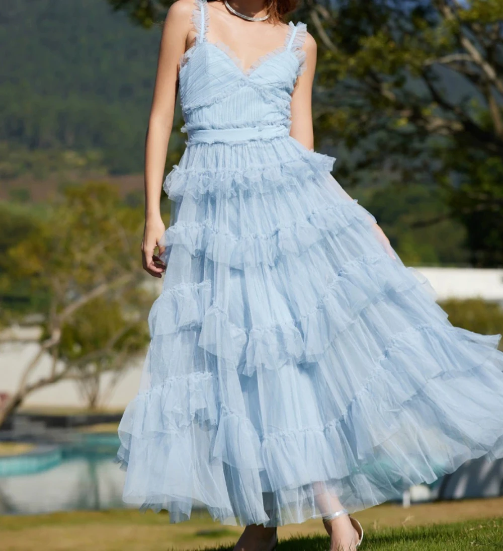 

Sweet and cute suspender dress V-neck high waist cake skirt Middle Eastern cross-border Lolita fairy skirt-GZXX440