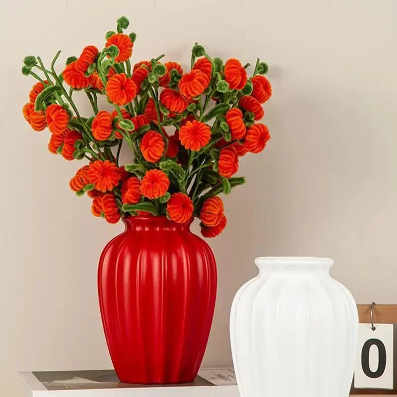 Festive New Year Decorative Vase with Red Berries  Artificial Flower Arrangement for Living Room, Creative Water-Reservoir Plan