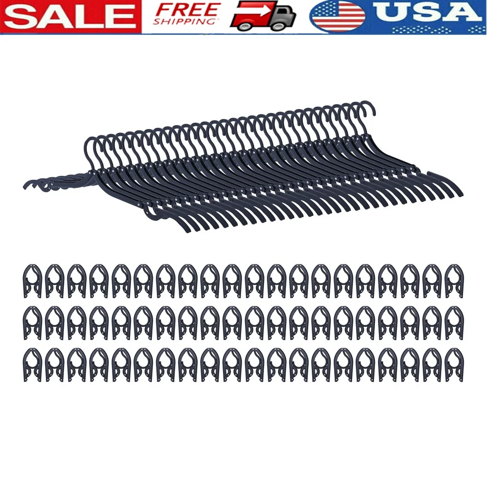 

Foldable Travel Hangers Portable Space-Saving Non-Slip Clothes Hangers Durable Plastic 30 Pcs Ideal RV Camping Business Travel