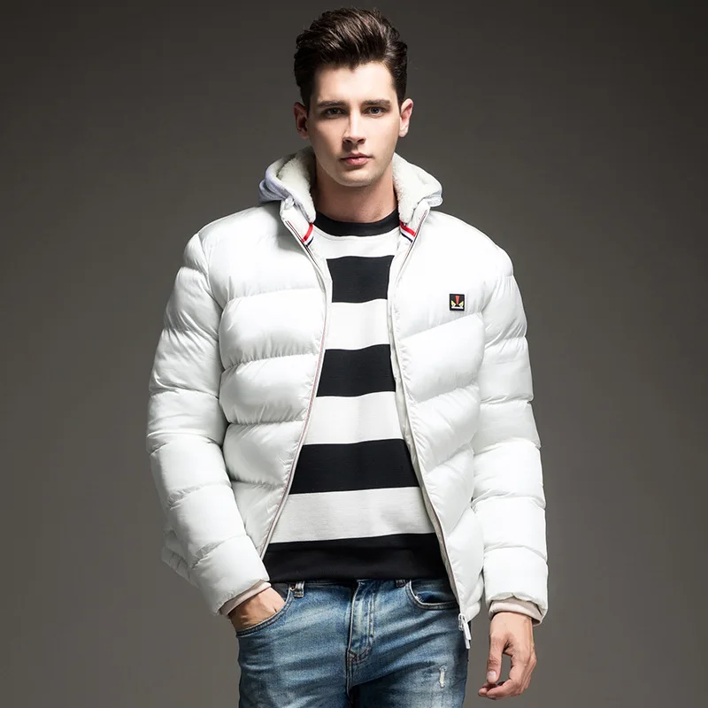 Chaqueta de plumón con capucha para hombre, abrigos informales con cremallera, colores sólidos, otoño e invierno, 2019