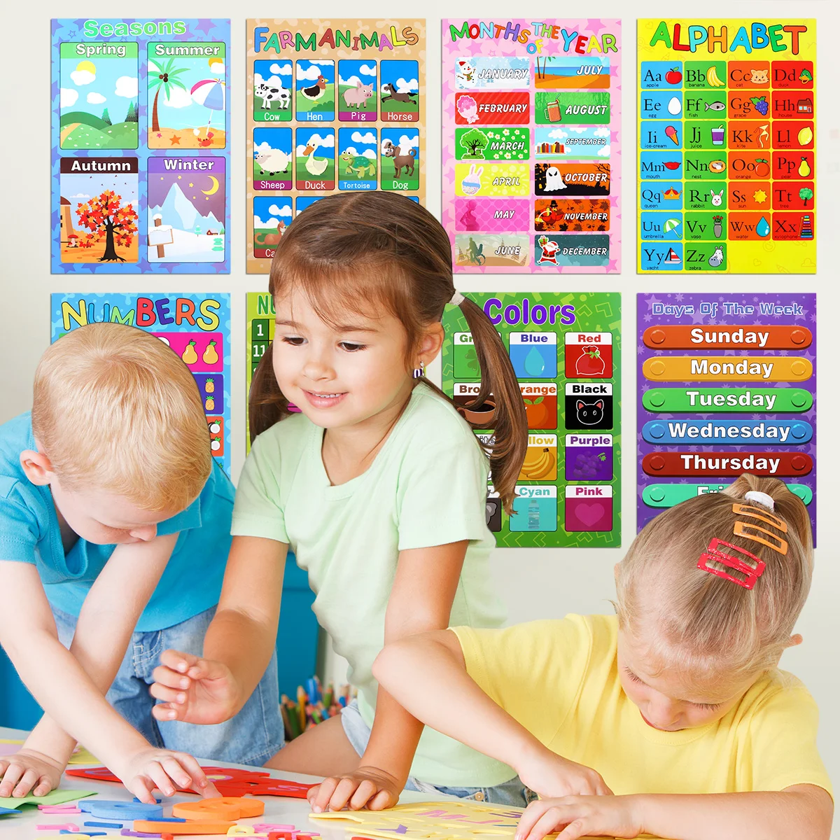 Educational Preschool Poster for Toddler and Kid Kindergarten Wall Posters Nursery Decor Kids Decorate