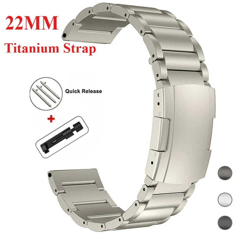 

Роскошный титановый ремешок 22 мм для Huawei Watch5 GT5/5Pro GT4 46 мм, ремешок для Samsung Watch 46 мм 3 45 мм, браслет для Amazfit GTR 4 3 2