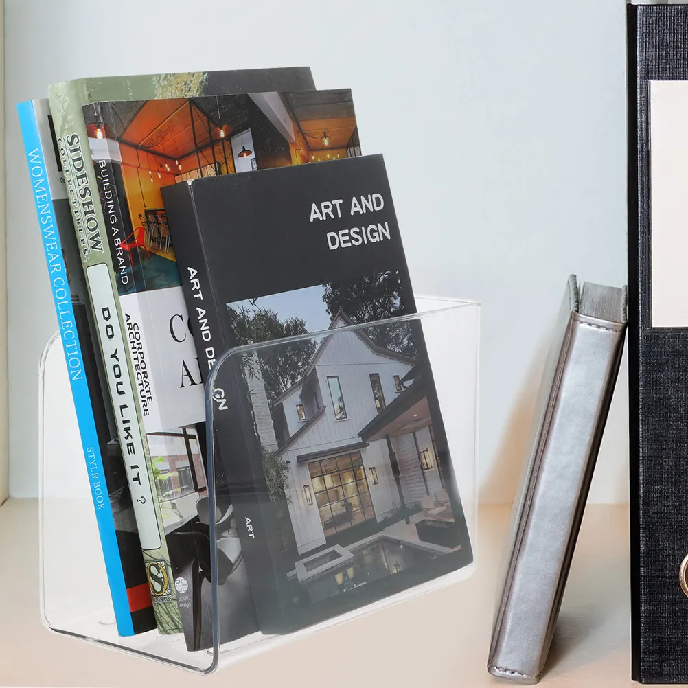 

Набор из 2 изящных прозрачных акриловых подставок для книг, многофункциональный настольный органайзер-ограничитель для тяжелых книг, журналов, файлов