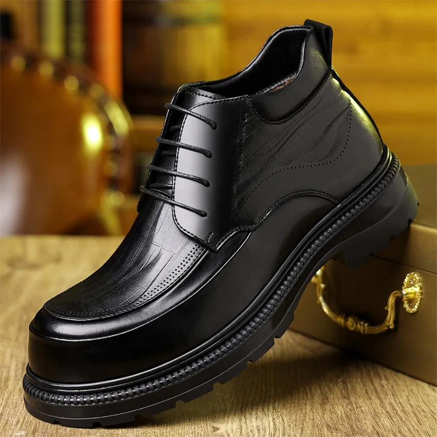 Men's Casual Lace-Up Boots, Microfiber Upper, Round Toe, Comfortable Winter Boots for Daily Wear, Outdoor Use, and Weddings