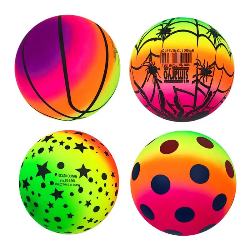 6inch Children's inflatable rubber Rainbow Ball Dodgeball Kickball for Kids Adults Outdoor Playground Ball Handball Game