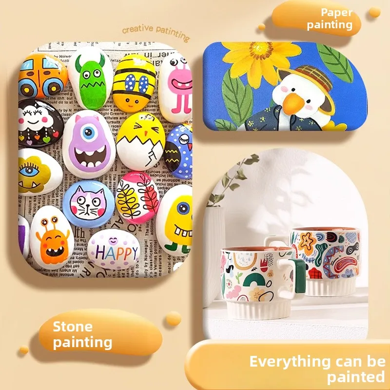 علامات طلاء أكريليك مقاومة للماء مكونة من 12 لونًا، طرف ناعم عديم الرائحة ومقاوم للبهتان، سريع الجفاف ومحمول لمحترفي المجلات الفنية والمسمار