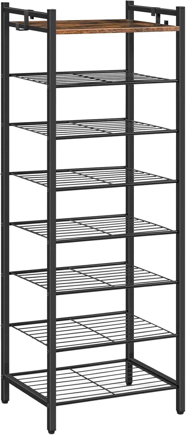 

8-Tier Shoe Rack, Narrow Shoe for Small Spaces, Sturdy Shoe Organizer with Metal Shelves, Large Capacity, Hold 14-16 Pairs of