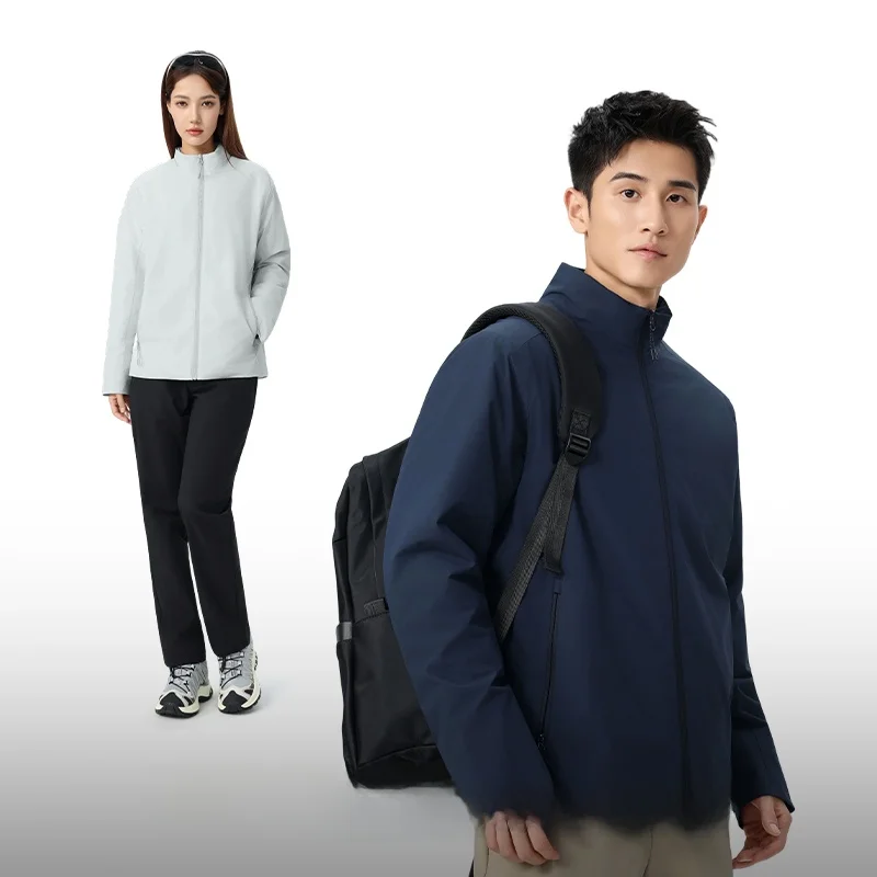 

Lightweight Fabric Water-Resistant Autumn Winter Men Women Thiened Stand Collar Color Busin Travel Cotton Jaet