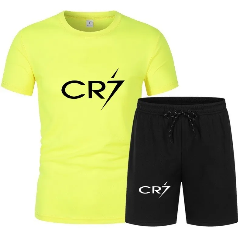 Mens Sets 2024 Summer Suit CR7 T Shirts and Shorts Fashion Football Basketball Jogging Fitness Gym Outfit Clothes Short Set Men