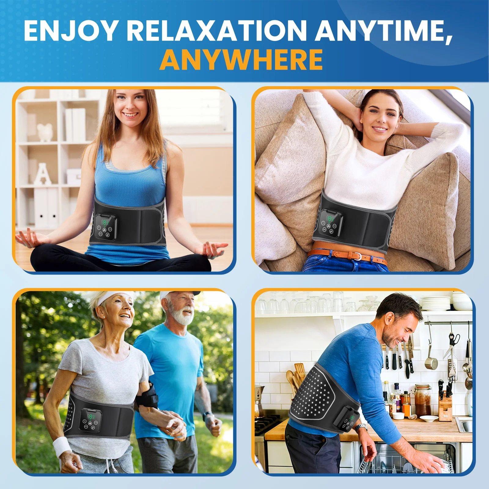Electric Inflatable Airbag Massage Belt New Upgrade Sideway Extrusion Waist Support Massager Relaxation