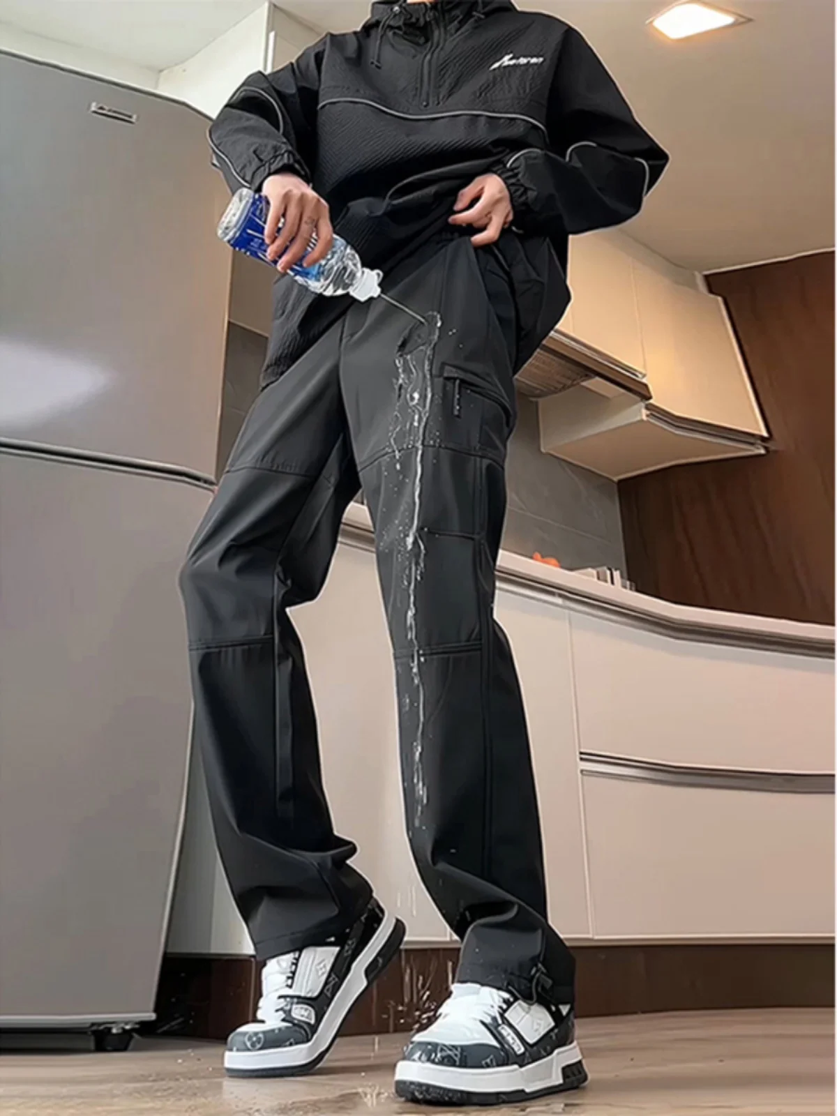 

Мужские зимние рабочие брюки с флисовой подкладкой, водонепроницаемые, прямого кроя, для катания на лыжах, уличные брюки на молнии, устойчивые к износу, повседневные брюки