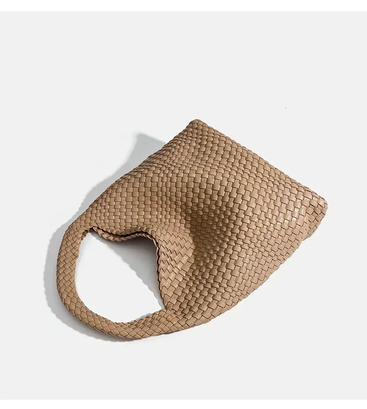 Schultertasche für Damen, gewebte Handtasche aus PU-Leder, handgewebt, große Kapazität, lässiges Geschenk für Damen, Arbeit, Büro, Einkaufen – Detail 8