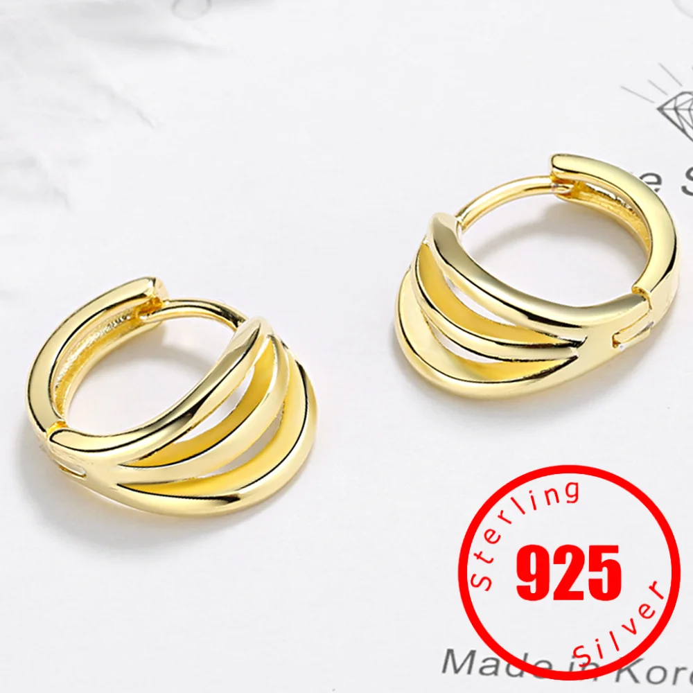 

Fashion Stamp 925 Sterling Silver Earrings For Women Temperament Glossy Three Sides Ear Buckle Jewelry Lady Birthday Party Gift