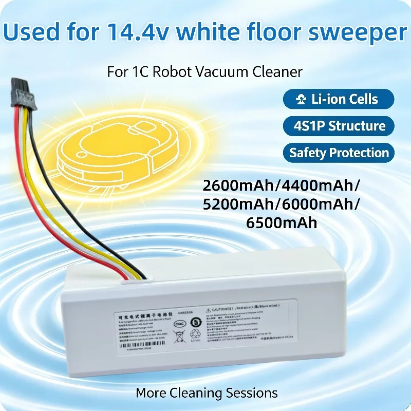 High Capacity 14.4V 2600‑6500mAh 100% New Rechargeable Battery Replacement For Robotic Vacuum Sweeping Robot Cleaning Machine