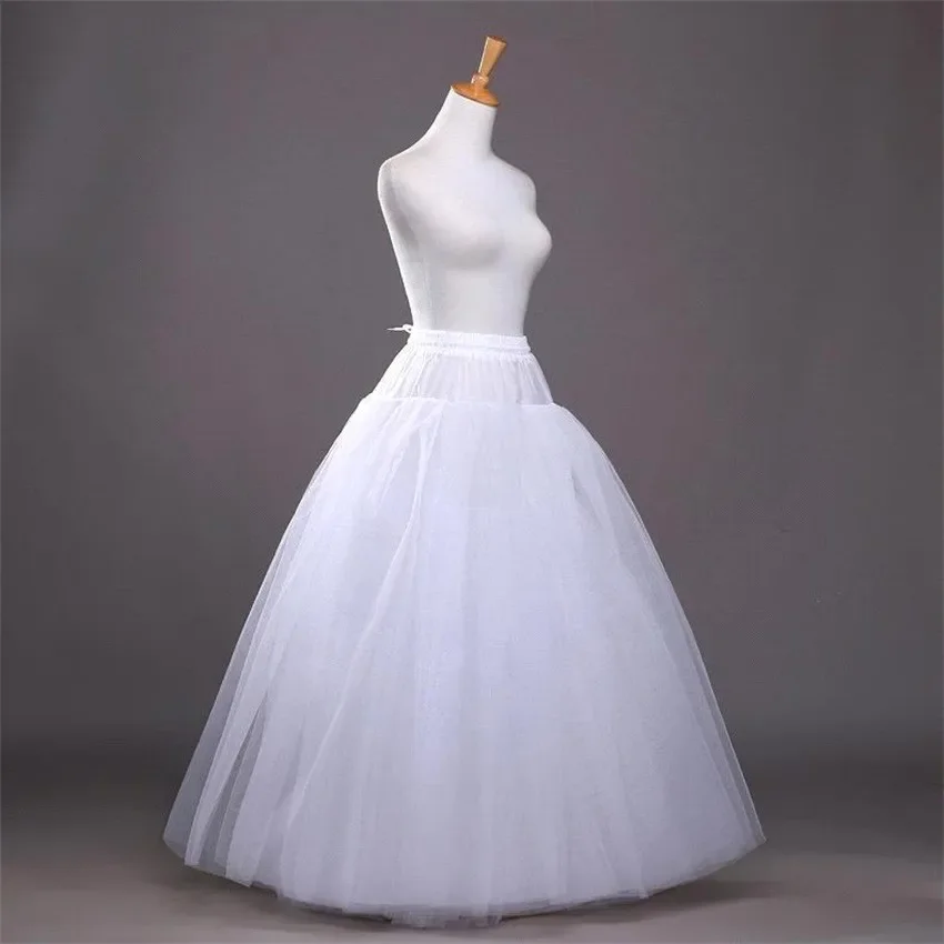 White A-line Ball gown tulle hoopless Petticoat Crinoline Skirt Waist adjustable jupon Cheap Wedding Dress Underskirt