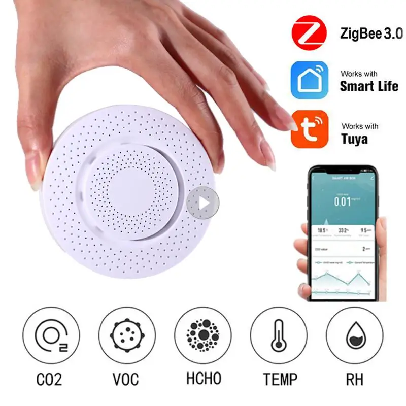 

Tuya Zigbee Smart Air Box CO2 Sensor Formaldehyde VOC Temperature Humidity Sensor 5in1 Air Quality Monitor Smartlife APP Control