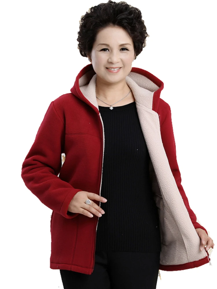 Hooded zipper hoodies sweatshirt middle-aged woman cotton loose autumn winter women 5XL plus size Plus cashmere jackets QH1105