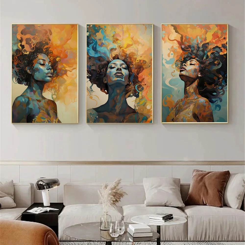 

Abstract African Woman Portrait Posters And Prints Watercolor Graffiti Black Girl Wall Painting On Canvas Art Decorative Picture