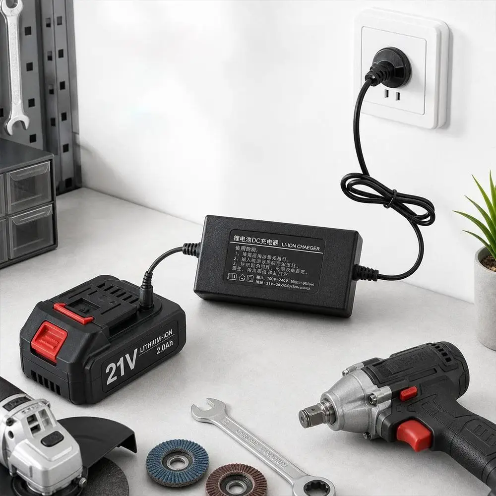 21V 2.0A Lithium Battery Charger High Current Charging Charging Indicator Power Tool Battery Charger DC Barrel Connector