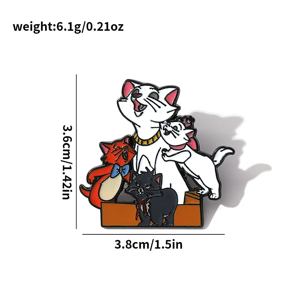1 Set Anime The Aristocats Brooch Cute Marie Cat Enamel Pin Backpack Clothing Jewelry Metal Badges Accessories Gifts for Friends