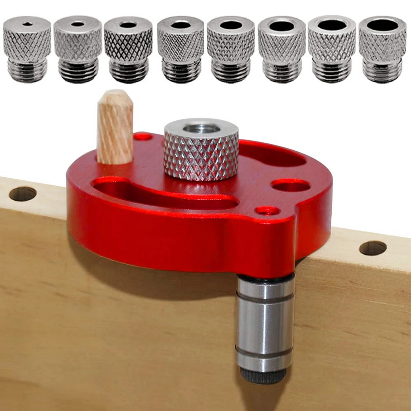 

Woodworking Self-Centering Dowel Jig Kit With 3-10mm Woodworking Hole Puncher Vertical Hole Drilling Guide Punch Locator Tool