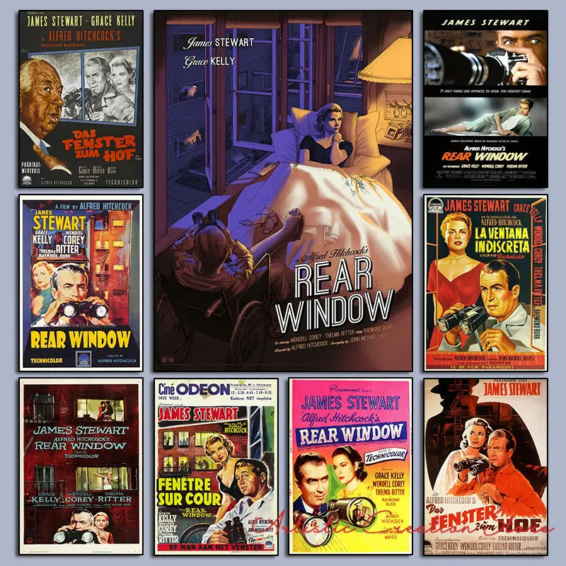 Classic Movie Alfred Hitchcock's Film Rear Window Poster Retro Canvas Print Wall Pictures For Modern Bedroom Wall Art Home Decor-image