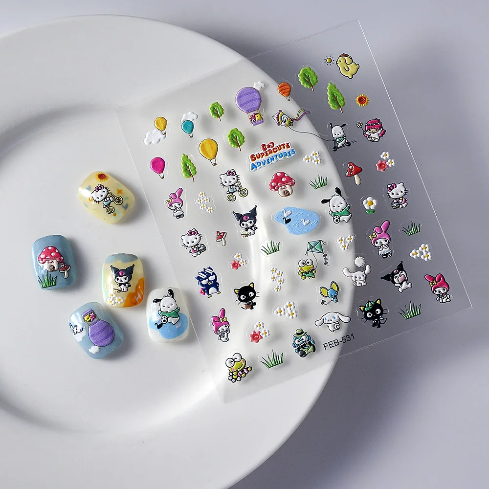 Sanrio Geprägte 5D Nagelaufkleber Anime Nagelkunst-Zubehör Kero Kero Keroppi My Melody Hello Kitty Aufkleber Nageldekoration Abziehbilder – Detail 11