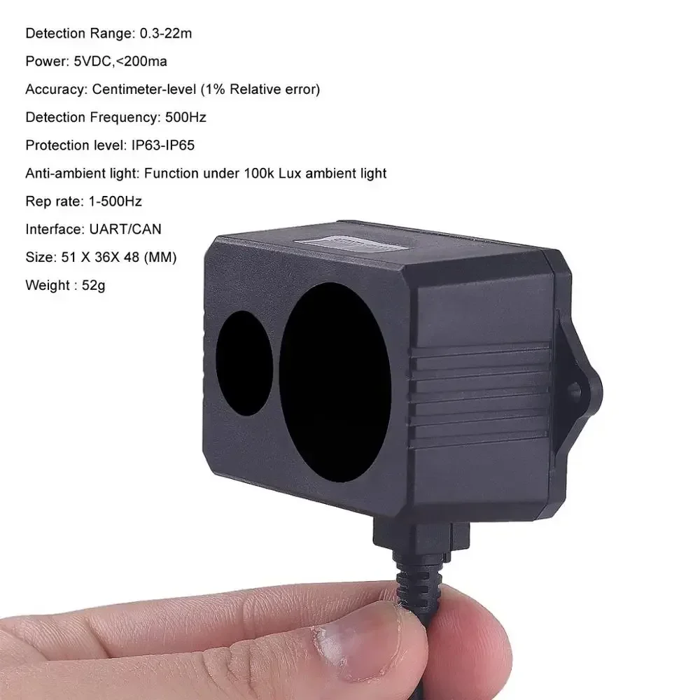 cross-border Laser Lidar Sensor Single Point LED Range finder Sensor IP65 0.4-22m Pixhawk Drone UART I2C I/O
