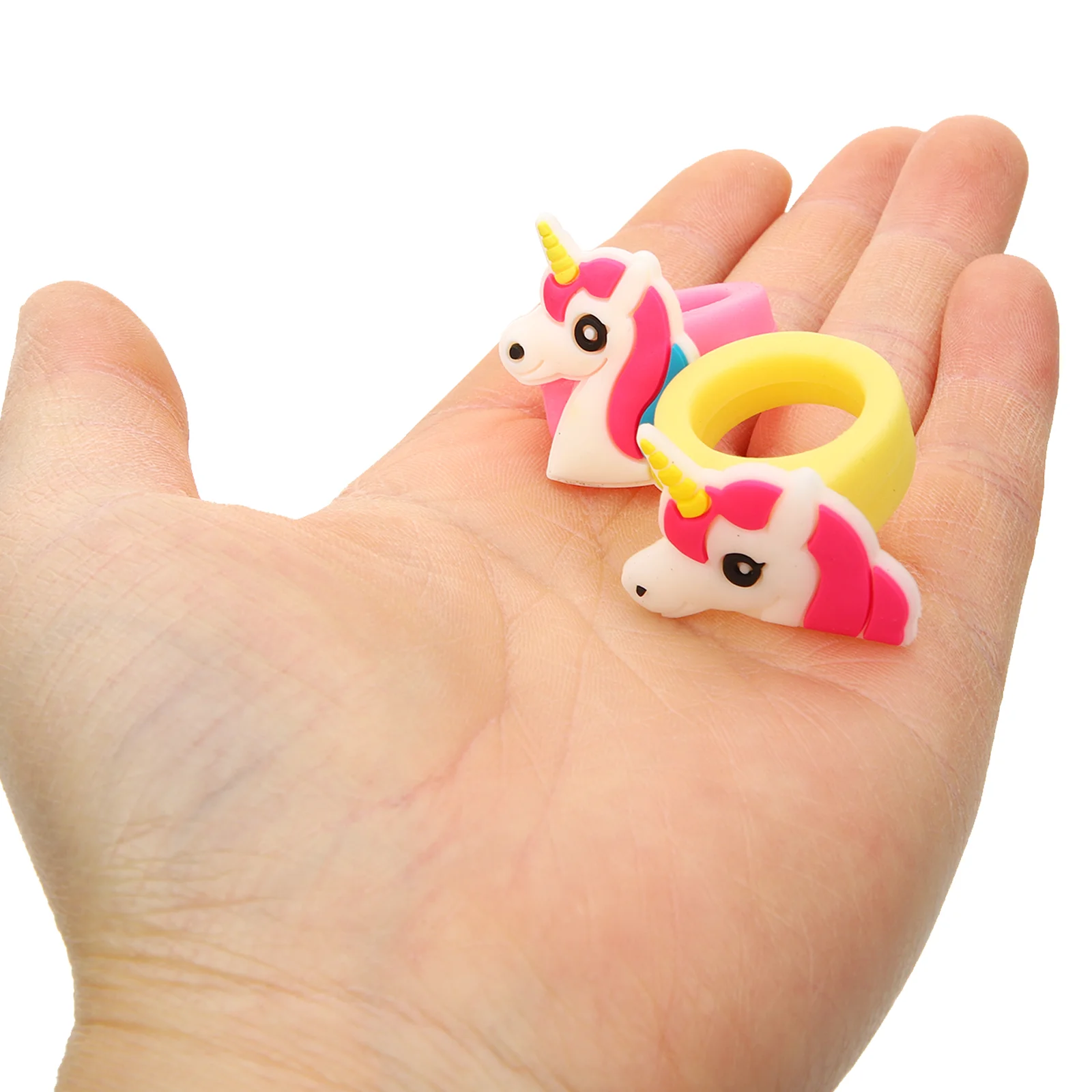 20 Pcs Clothing Soft Rubber Cartoon Ring Toddler Rings Costume for Kids Pvc Hamper Unicorn Gift