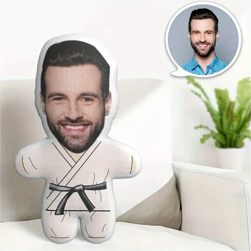 Customised martial arts-themed portrait cushion, ideal for birthdays, anniversaries, and Father's Day gifts