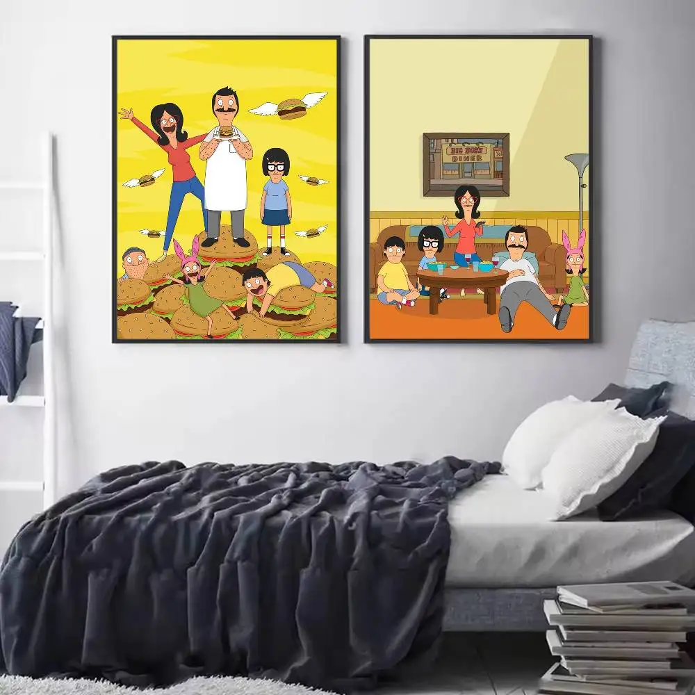 Cartoon B-Bobs Burgers Poster HD Quality Wall Art Retro Posters For Home Room Wall Decor Self Adhesive