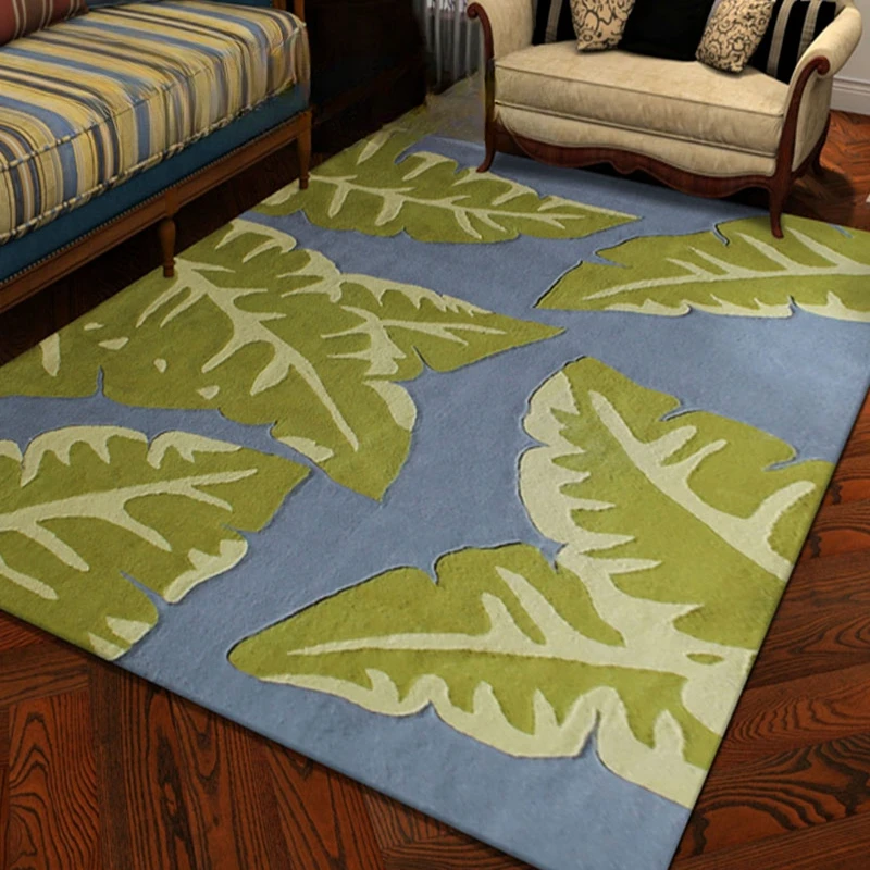 Green Leaf Home Carpet Living Room Tea Table Mat Bedroom Bedside Cloakroom Handmade Carpet