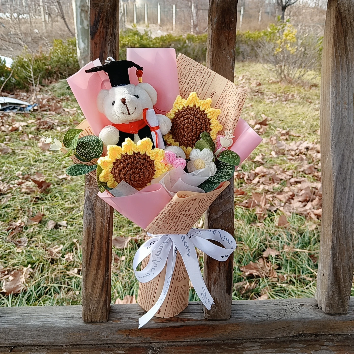 Handmade Knitted Bouquets Sun Flower Bouquet Crochet Flowers Graduation Gifts Hand Knitted Bouquets ramo flores